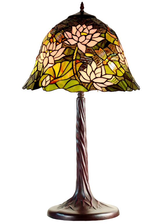 Limited Edition@16" Large Pink Lotus Tiffany Table Lamp