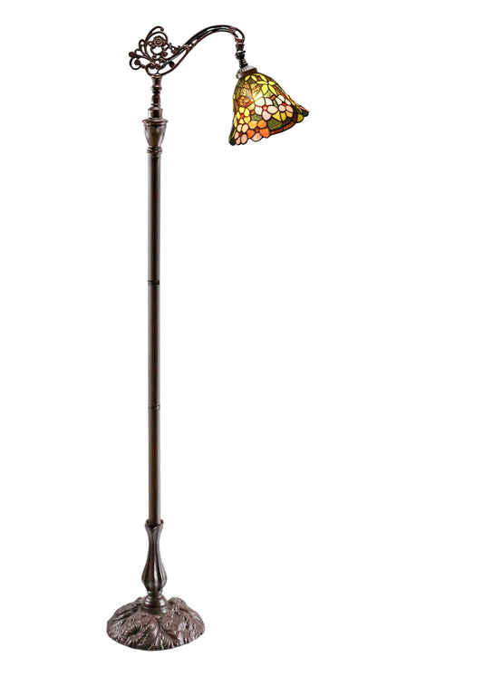 Vivid Buterfly Leadlight Stained Glass Bridge Arm Tiffany Floor Lamp