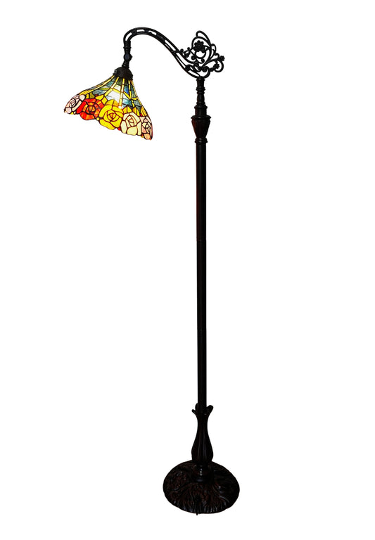 Classical Rose Tiffany-Style Bridge Floor Lamp