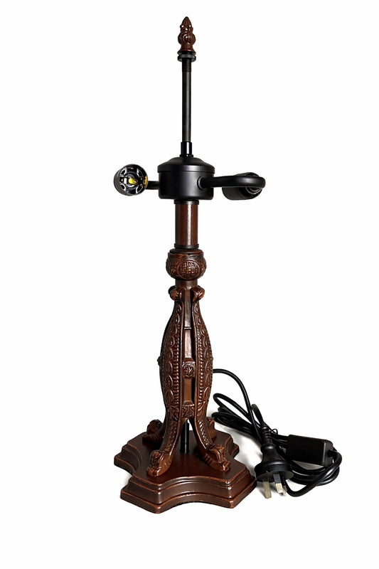 Premium Vintage Bronze Table Lamp Base – Dual E14 Sockets (For 10"–12" Tiffany Shades)