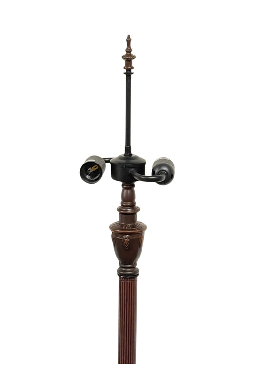 Decorative Heavy Metal Dual-Light Floor Lamp Base for 16“- 20" wide Tiffany Lamp shade