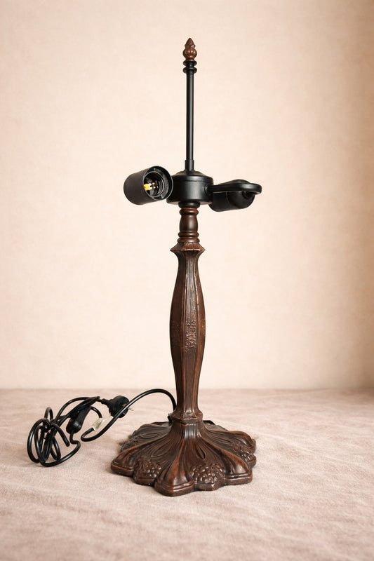 Heritage Zinc Alloy Tiffany Lamp Base – Antique Bronze Finish – Dual E27 Socket – Fits 16" Shade