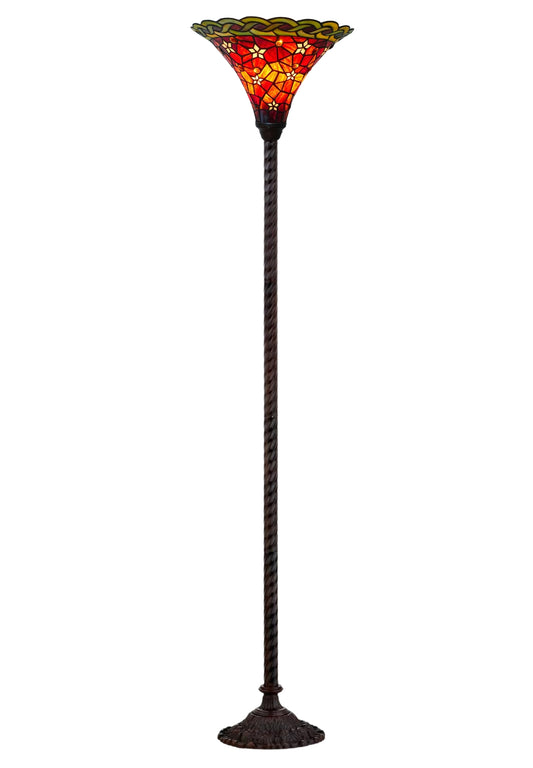 Large Vintage Ruby Amber Tiffany Torchiere Floor Lamp