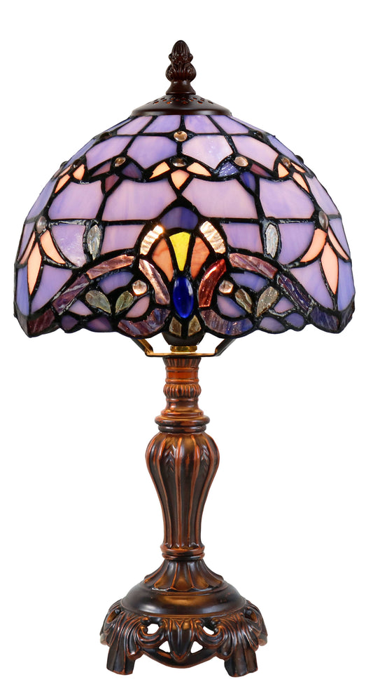 Stunning 8" Blue Baroque Style Tiffany Mini Table Lamp