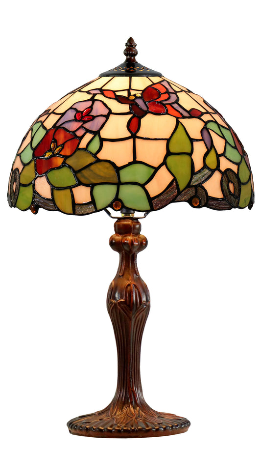 12" Butterfly Flower Morning Glory Tiffany Bedside Lamp