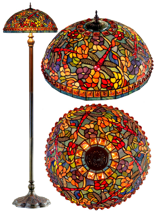 Limited Edition Grand 20" Autumn Dragonfly Tiffany Floor Lamp