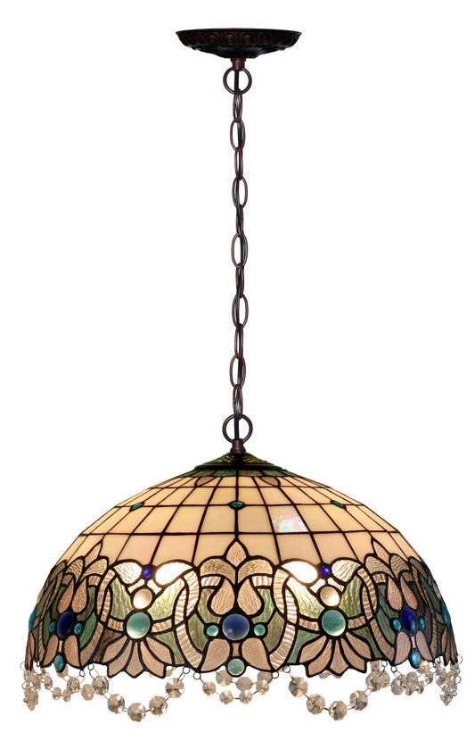 Huge 20" Ocean Blue Art Nouveau Leadlight Tiffany Pendant Light
