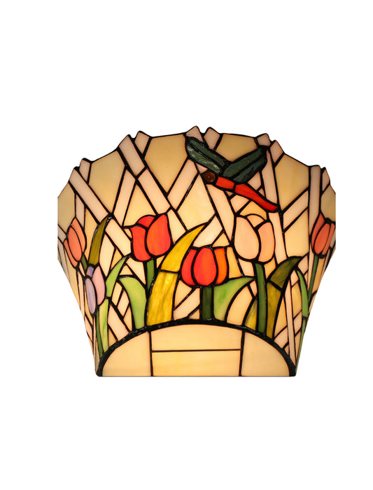 Dragonfly Flying on Tulip Stained Glass Tiffany Wall Light Wall Sconce