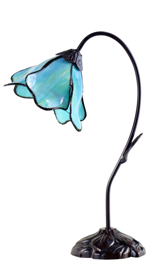 Amazing Flower Water Lily Style Tiffany Table Lamp* Aqua Blue-Purple-Green