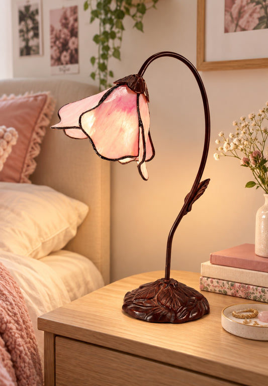 Elegant Flower Pink Water Lily Style Tiffany Table Lamp