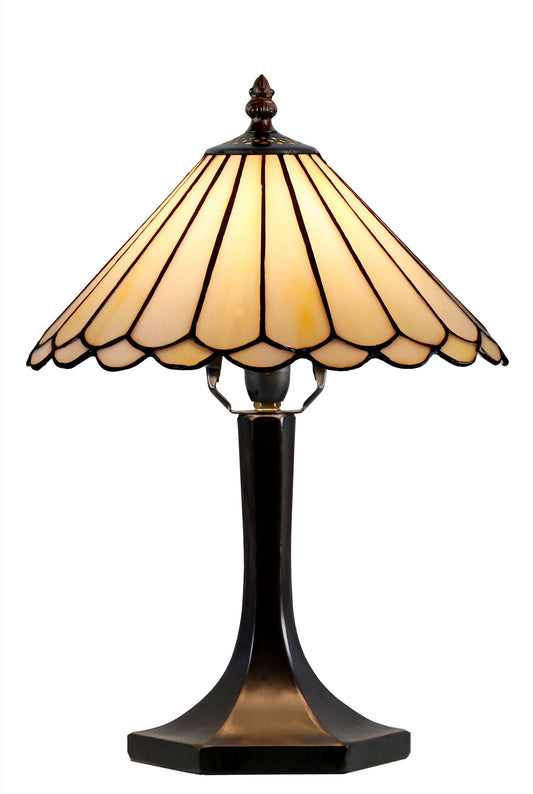 11" Geometric Tiffany Style Stained Glass Table Lamp*Beige