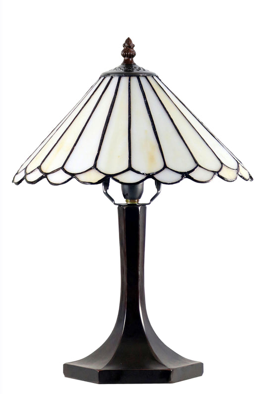 11" Geometric Tiffany Style Stained Glass Table Lamp*Beige