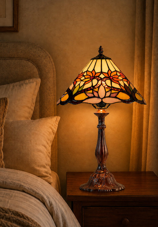Amazing 12" Water Lily Style Tiffany Bedside Lamp