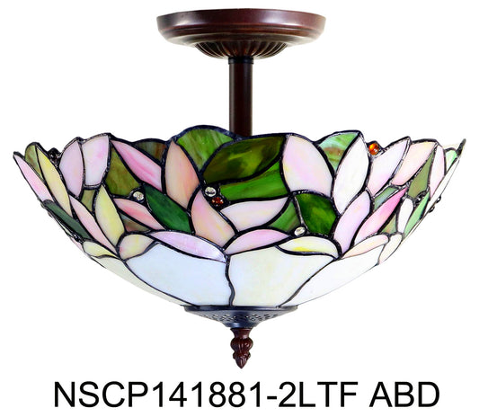 14" Dome style Leaf Tiffany Uplighter Pendant Light