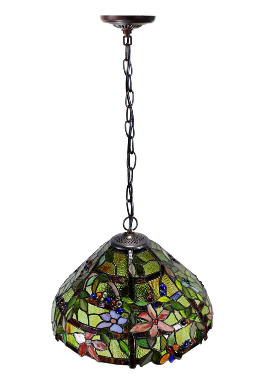 16" Flower Clematis Trellis Tiffany Pendant Light