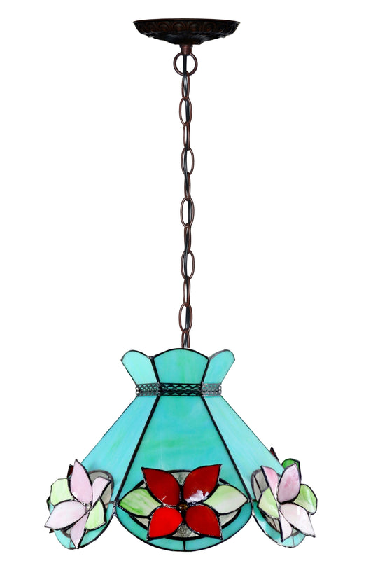 Vintage 14" Alstroemeria Flower Tiffany Pendant Light