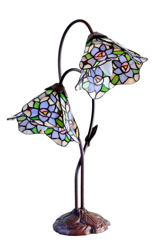 Double Lamp shade Flower Iris Style Tiffany Table Lamp