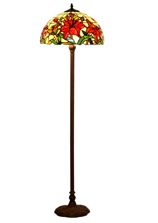 Large 16" Lily Style Stained Glass Tiffany Floor Lamp