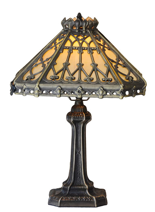 14" Retro Square Stained Glass Tiffany Style Table Lamp with Zinc Alloy Base