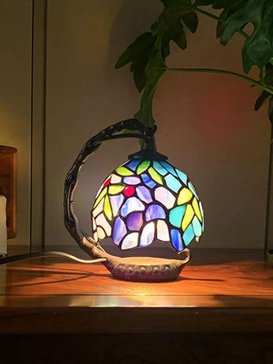 Blue Wisteria Mini Tiffany Stained Glass Night Lamp