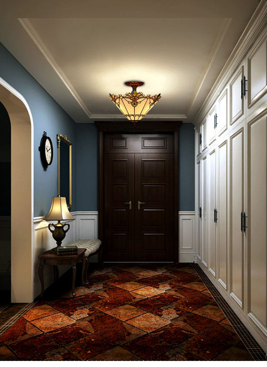 Medium Size 13" White Jewel Carousel Semi Flush Mount Ceiling Light