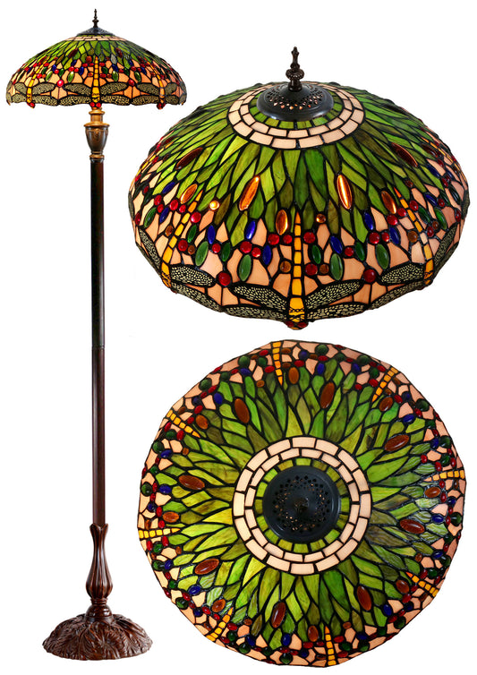 18" Classical Green Dragonfly Stained Glass Tiffany Floor Lamp