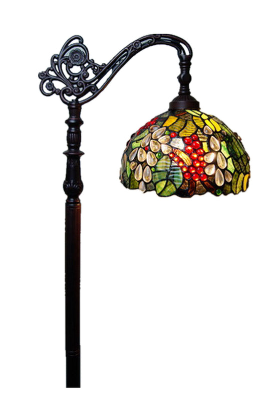 Grape Style Leadlight Stained Glass Bridge Arm Tiffany Floor Lamp
