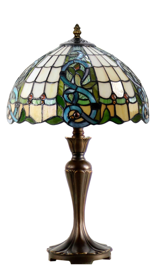 12" Leaf Ribbon Style Stained Glass Leadlight Tiffany Bedside Lamp