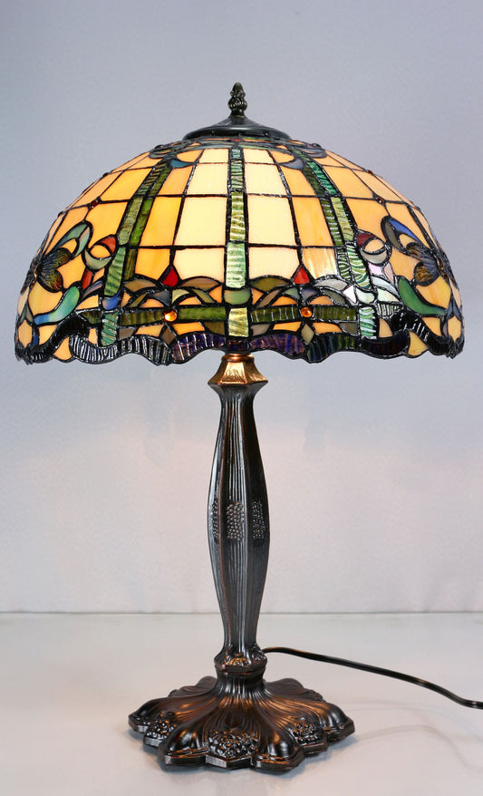 16" Poshe Dragonfly Tiffany Table Lamp with Art Décor Base
