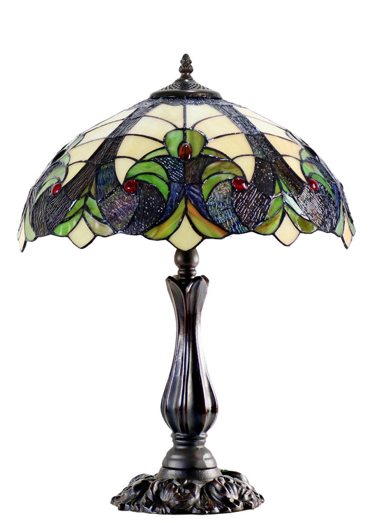 16" Large Amor Ivory Victorian Style Tiffany Table Lamp