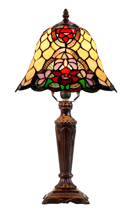 10" Flower Poppy Tiffany Style Stained Glass Table Lamp