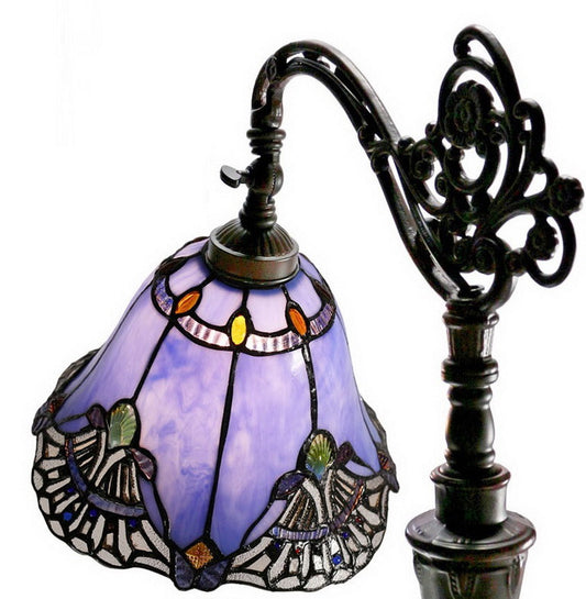 Baroque Accent Style Leadlight Stained Glass Bridge Arm Tiffany Floor Lamp