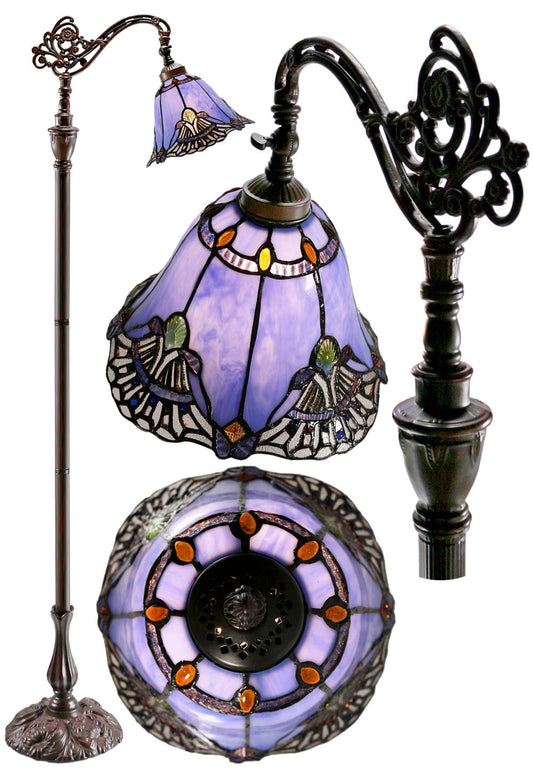 Baroque Accent Style Leadlight Stained Glass Bridge Arm Tiffany Floor Lamp