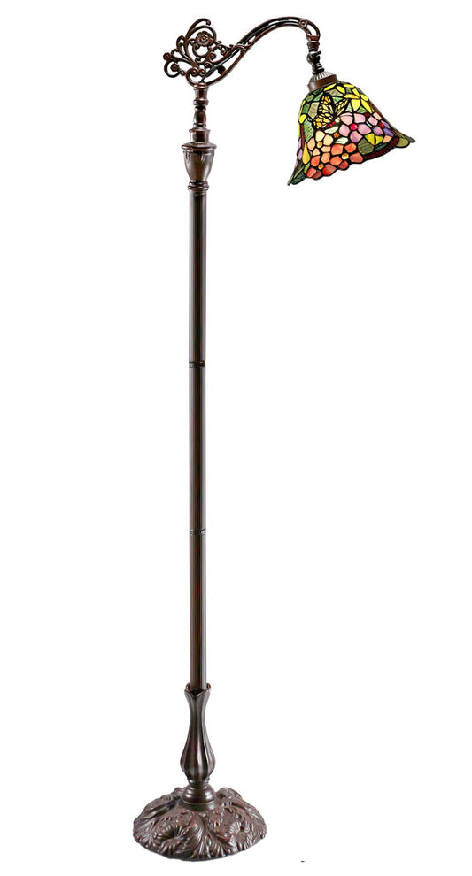 Vivid Buterfly Leadlight Stained Glass Bridge Arm Tiffany Floor Lamp