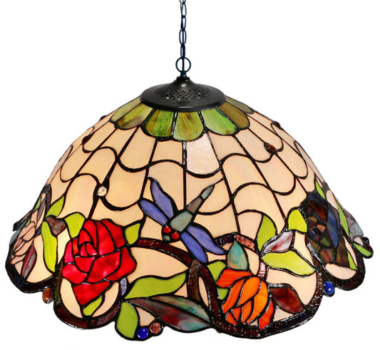 Huge 20" Helmet Shade Traditional Dragonfly Style Tiffany Pendant Light Down light