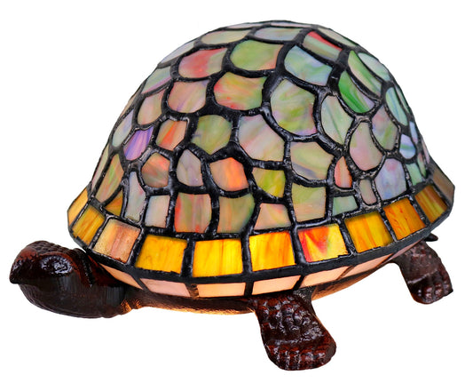Cute Colorful Turtle Tiffany Leadlight Art Deco Stained Glass Accent Lamp