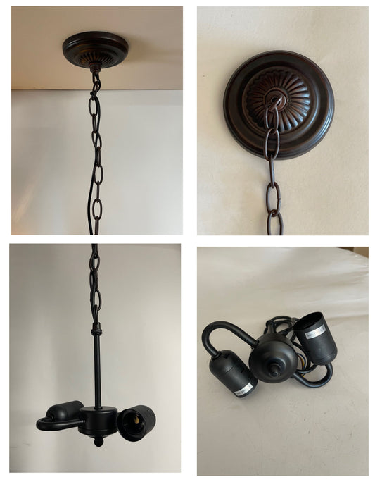 2-Bulb Light Fitting for 16" -18" Wide Tiffany Pendant lamp shade