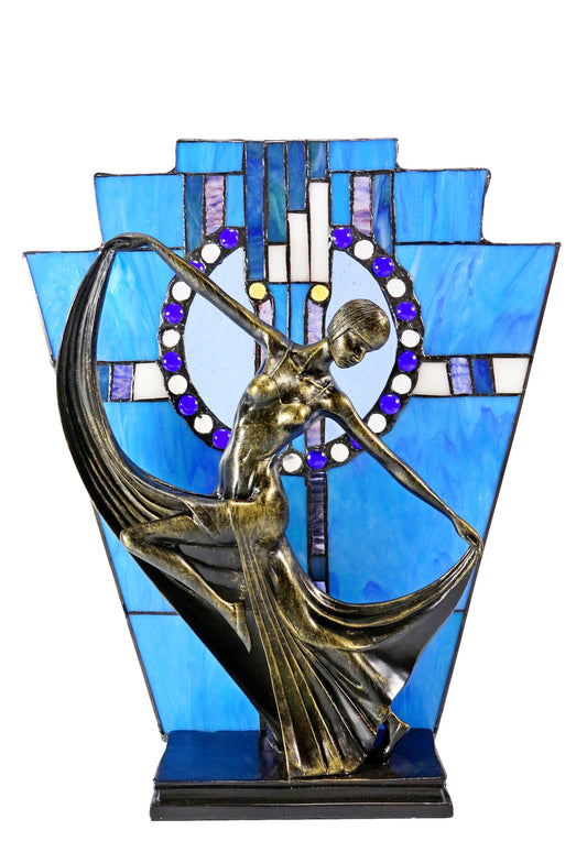 Amazing Art Deco Stunning Dancer Figurines Tiffany Stained Glass Lamp