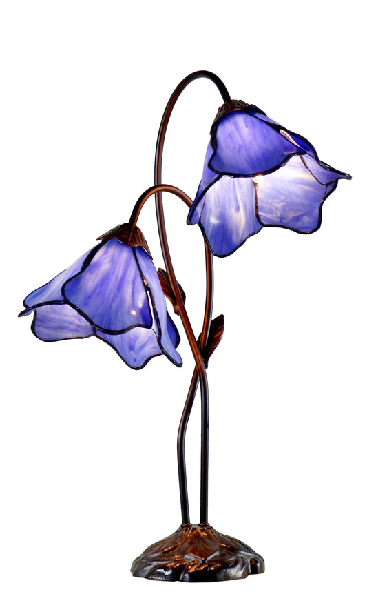 Double Lamp shade Flower Water Lily Style Tiffany Table Lamp*blue