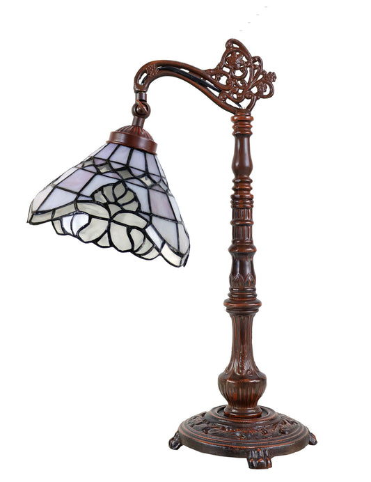 Elegant Leadlight Stained Glass Bridge Arm Vienna Tiffany Desk Lamp