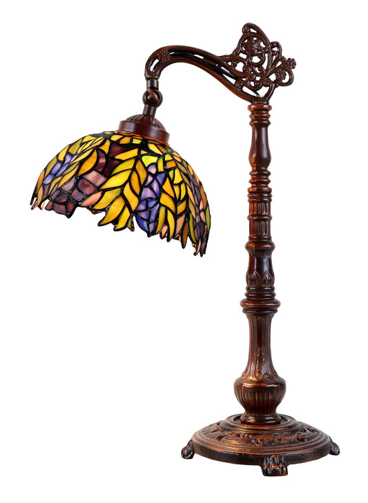 Honey Locust Style Leadlight Stained Glass Bridge Arm Tiffany Table Lamp