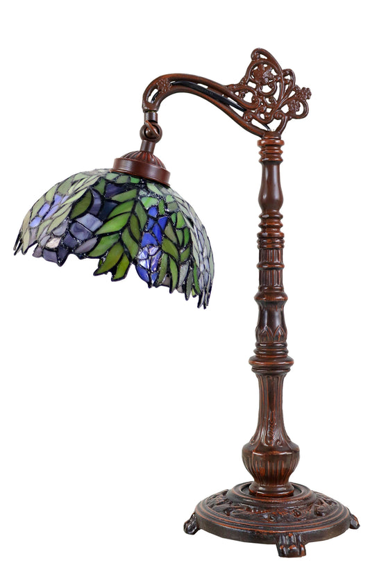 Honey Locust Style Leadlight Stained Glass Bridge Arm Tiffany Table Lamp