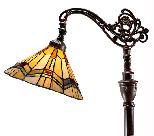 Mission Style Leadlight Stained Glass Bridge Arm Tiffany Floor Lamp