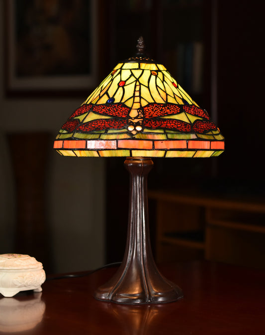 12" Classical Dragonfly Style Tiffany Bedside Lamp