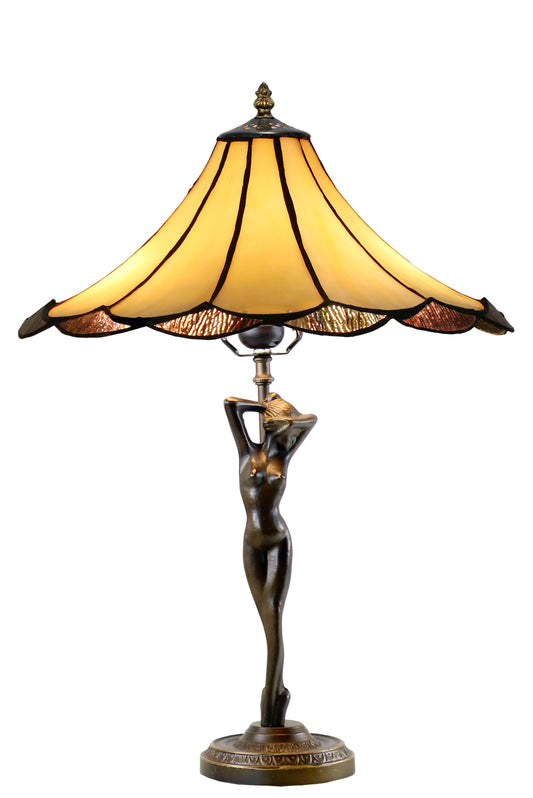 Amazing Umbrella 14" Tiffany Style Stained Glass Figurine Table Lamp