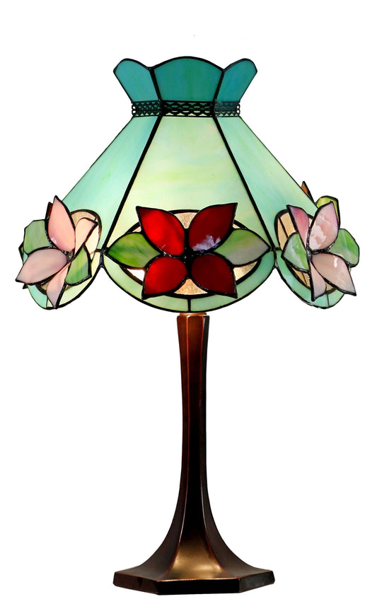Vintage 14" Alstroemeria Flower Tiffany Table Lamp