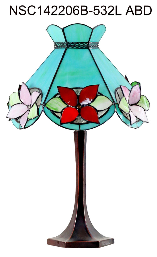 Vintage 14" Alstroemeria Flower Tiffany Table Lamp