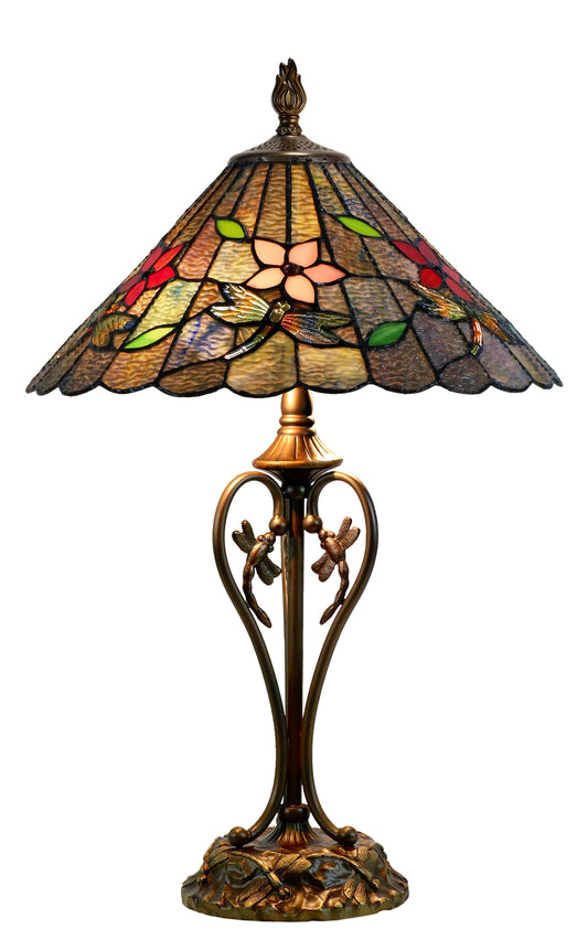 16" Twilight Dragonfly Cypress Vine Tiffany Table Lamp with Art Décor Base