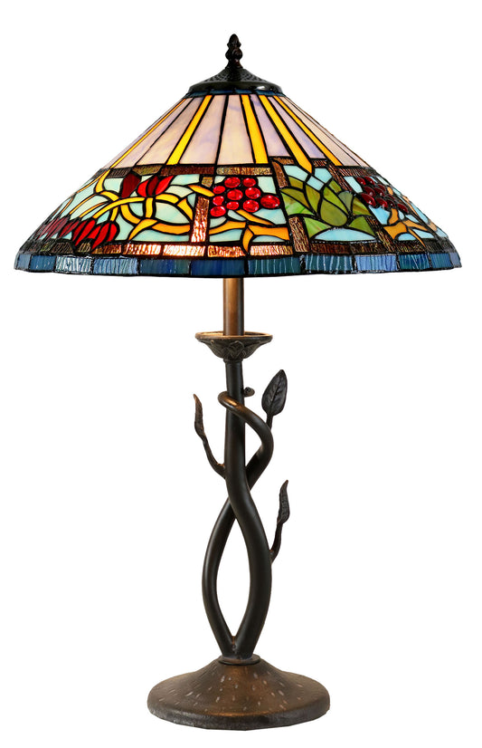 16" Red Fruit Berry Bean Wisteria Tiffany Table Lamp Country and Rustic Style Iron base