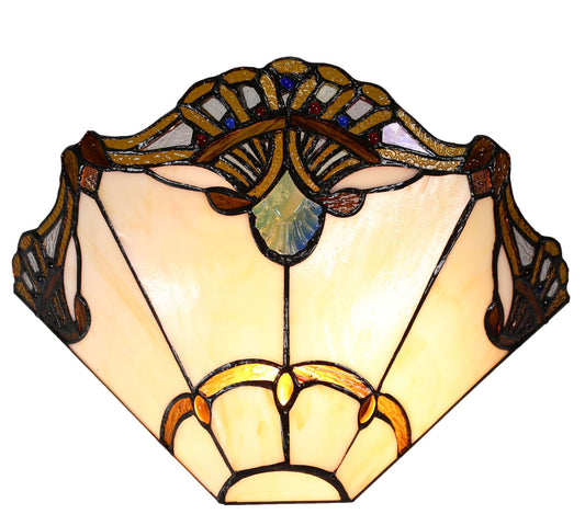 Beige Jewel Carousel Style Stained Glass Tiffany Wall Light Wall Sconce